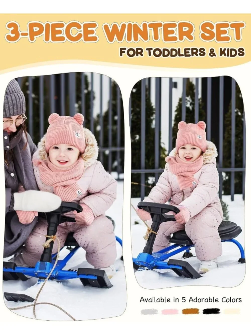 Cozy Baby Beanie Mittens Scarf Set | Toddler Winter Hat & Gloves with Ears